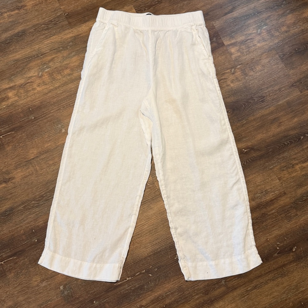 Tahari | Linen Wide Leg Pants w Elastic Waist | White | Size M - Picture 2 of 14